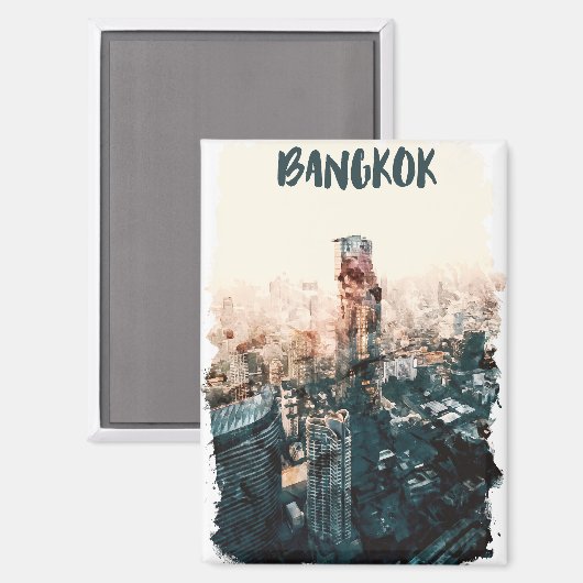 Bangkok Thailand Cityscape Magnet (Vorderseite/Rückseite)