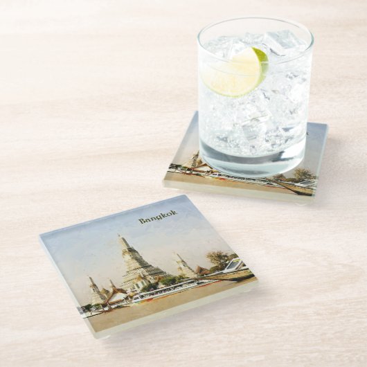 Bangkok, Thailand Glasuntersetzer (Schrägansicht)