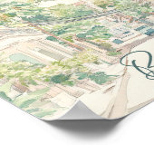 Bangkok Thailand Gouache Paint Illustration Travel Poster (Ecke)