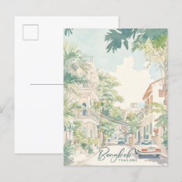 Bangkok Thailand Gouache Paint Illustration Travel Postkarte