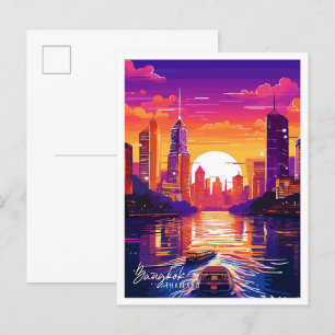 Bangkok Thailand Kunst Vintage-Reiseillustration Postkarte