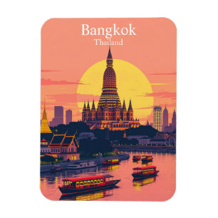 Bangkok, Thailand Lebendige Vintage-Reise Magnet