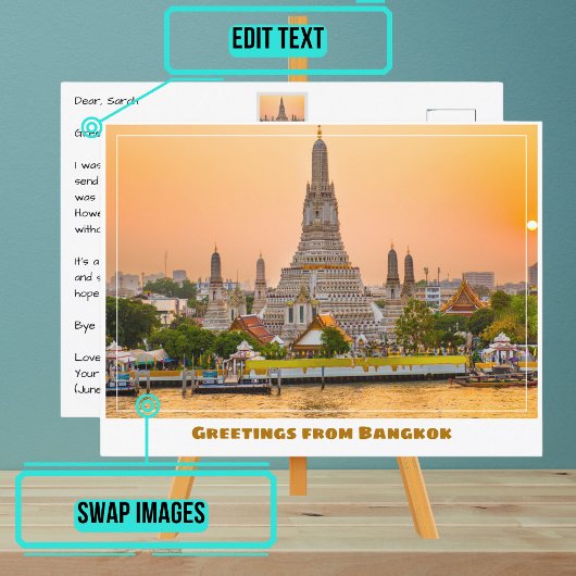 Bangkok Thailand mit Wat Arun Tempel bei Sunset Postkarte