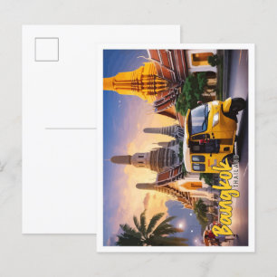 Bangkok Thailand Pop-Art-Reiseillustration Postkarte