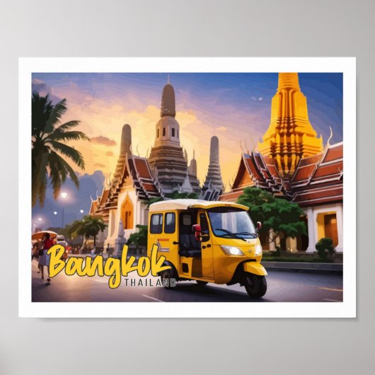 Bangkok Thailand Pop Kunst-Reise-Illustration Poster (Vorne)