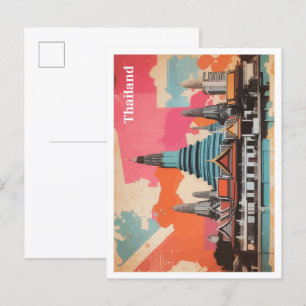 Bangkok Thailand Pop Kunst-Reise-Illustration Postkarte