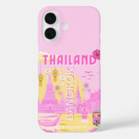 Bangkok Thailand Reiseplakat | Rosa Retro-Kunst