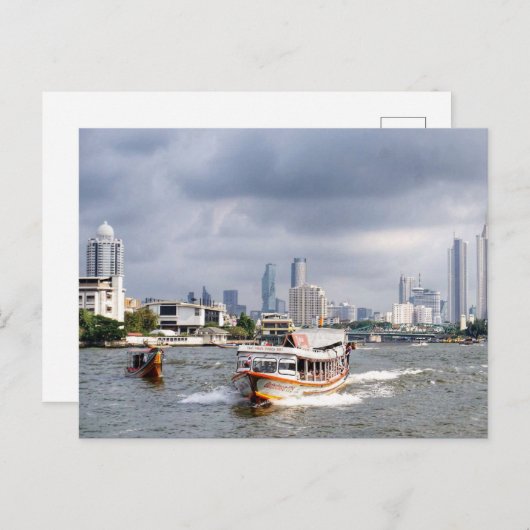 Bangkok Thailand River Skyline Postkarte (Vorne/Hinten)