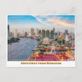 Bangkok Thailand River und Skyline Modern Postkarte (Vorderseite)