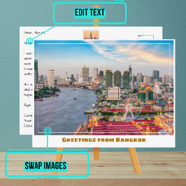 Bangkok Thailand River und Skyline Modern Postkarte