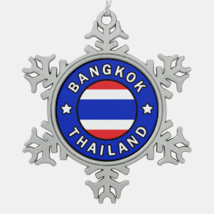 Bangkok Thailand Schneeflocken Zinn-Ornament