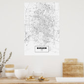 Bangkok, Thailand (schwarz auf weiß) Poster (Küche)