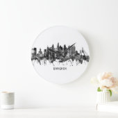 Bangkok Thailand Skyline BW Große Wanduhr (Zuhause)