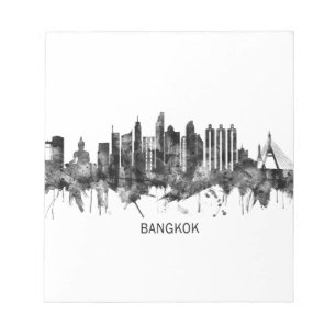 Bangkok Thailand Skyline BW Notizblock