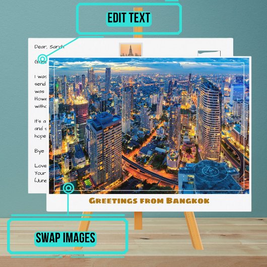 Bangkok Thailand Skyline Modern Postkarte