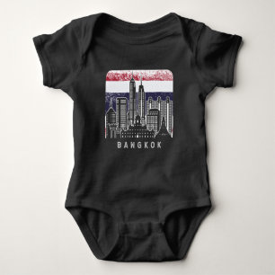 Bangkok Thailand Skyline Vintage Flagge Baby Strampler