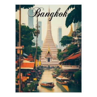 Bangkok Thailand Tempel Reiseplakat Poster