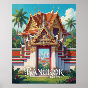 Bangkok Thailand Thai Tempel Tor Reise Poster