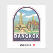 Bangkok Thailand Travel Retro Emblem Aufkleber (Blatt)