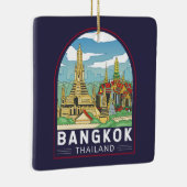 Bangkok Thailand Travel Retro Emblem Keramikornament (Rechts)