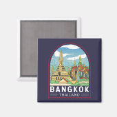 Bangkok Thailand Travel Retro Emblem Magnet (Vorderseite/Rückseite)