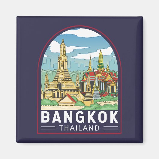 Bangkok Thailand Travel Retro Emblem Magnet (Vorne)