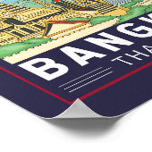 Bangkok Thailand Travel Retro Emblem Poster (Ecke)