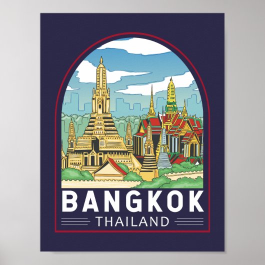 Bangkok Thailand Travel Retro Emblem Poster (Vorne)