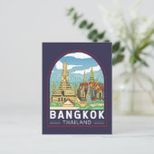 Bangkok Thailand Travel Retro Emblem Postkarte (Stehend Vorderseite)