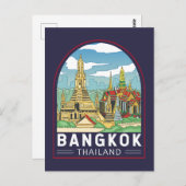 Bangkok Thailand Travel Retro Emblem Postkarte (Vorne/Hinten)