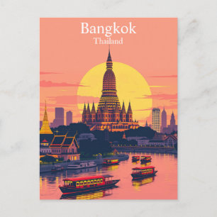 Bangkok, Thailand Vibrant Vintage Travel Postkarte