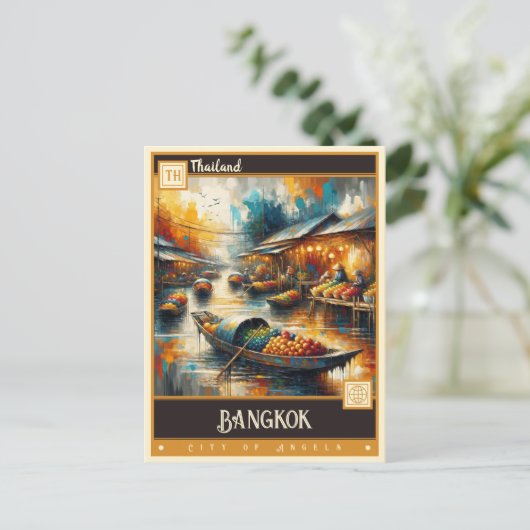 Bangkok, Thailand | Vintage Malerei Postkarte (Stehend Vorderseite)