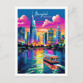 Bangkok Thailand Vintage-Reise-Illustration Postkarte (Vorderseite)