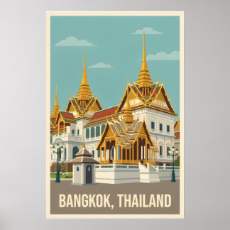 Bangkok Thailand Vintage Travel Poster