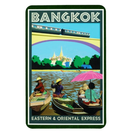 Bangkok, Thailand Vintage Travel Print Magnet (Vertikal)