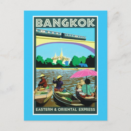 Bangkok, Thailand Vintage Travel Print Postkarte (Vorderseite)