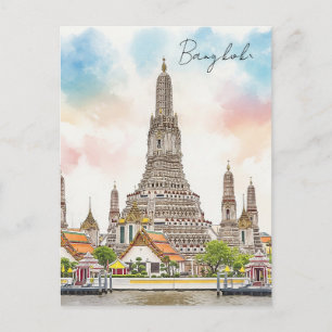 Bangkok Thailand Wat Arun Aquarell Postkarte