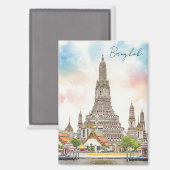 Bangkok Thailand Wat Arun Watercolor Magnet (Vorderseite/Rückseite)