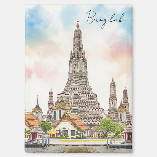 Bangkok Thailand Wat Arun Watercolor Magnet (Vorderseite)