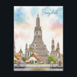 Bangkok Thailand Wat Arun Watercolor Postkarte<br><div class="desc">Bangkok, die Hauptstadt Thailands, ist eine pulsierende Metropole, die alte Traditionen nahtlos mit moderner Dynamik verbindet. Es ist eine Stadt der Kontraste, in der glitzernde Wolkenkratzer über den belebten Märkten steigen, und alte Tempel stehen neben trendigen Bars auf dem Dach. Hier ist ein Blick darauf, was Bangkok so einzigartig macht:...</div>