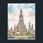Bangkok Thailand Wat Arun Watercolor Postkarte<br><div class="desc">Bangkok, die Hauptstadt Thailands, ist eine pulsierende Metropole, die alte Traditionen nahtlos mit moderner Dynamik verbindet. Es ist eine Stadt der Kontraste, in der glitzernde Wolkenkratzer über den belebten Märkten steigen, und alte Tempel stehen neben trendigen Bars auf dem Dach. Hier ist ein Blick darauf, was Bangkok so einzigartig macht:...</div>