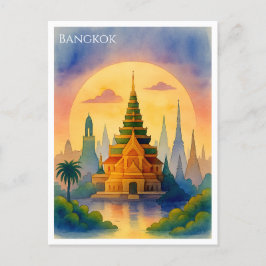 Bangkok Thailand Watercolor Postcard Feiertagspostkarte