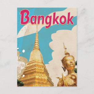 Bangkok Vintage Reiseplakat Postkarte
