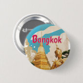 Bangkok Vintage Travel Poster Button (Vorne & Hinten)