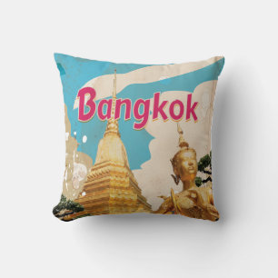 Bangkok Vintage Travel Poster Kissen