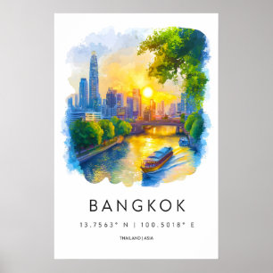 Bangkok-Wasserfarbposter Wasserfarbe 1 Poster