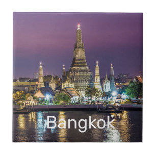 Bangkok Wat Arun Sonnenuntergang BKK Thailand Souv Fliese