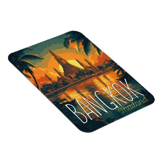 Bangkok, Wat Arun Temple Retro Travel Magnet (Rechte Seite)