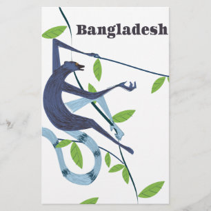 Bangladesch-Affe Vintage-Urlaubsposter Briefpapier