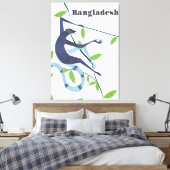 Bangladesch-Affen-Vintages Urlaubspopster Leinwanddruck (Insitu (Schlafzimmer))